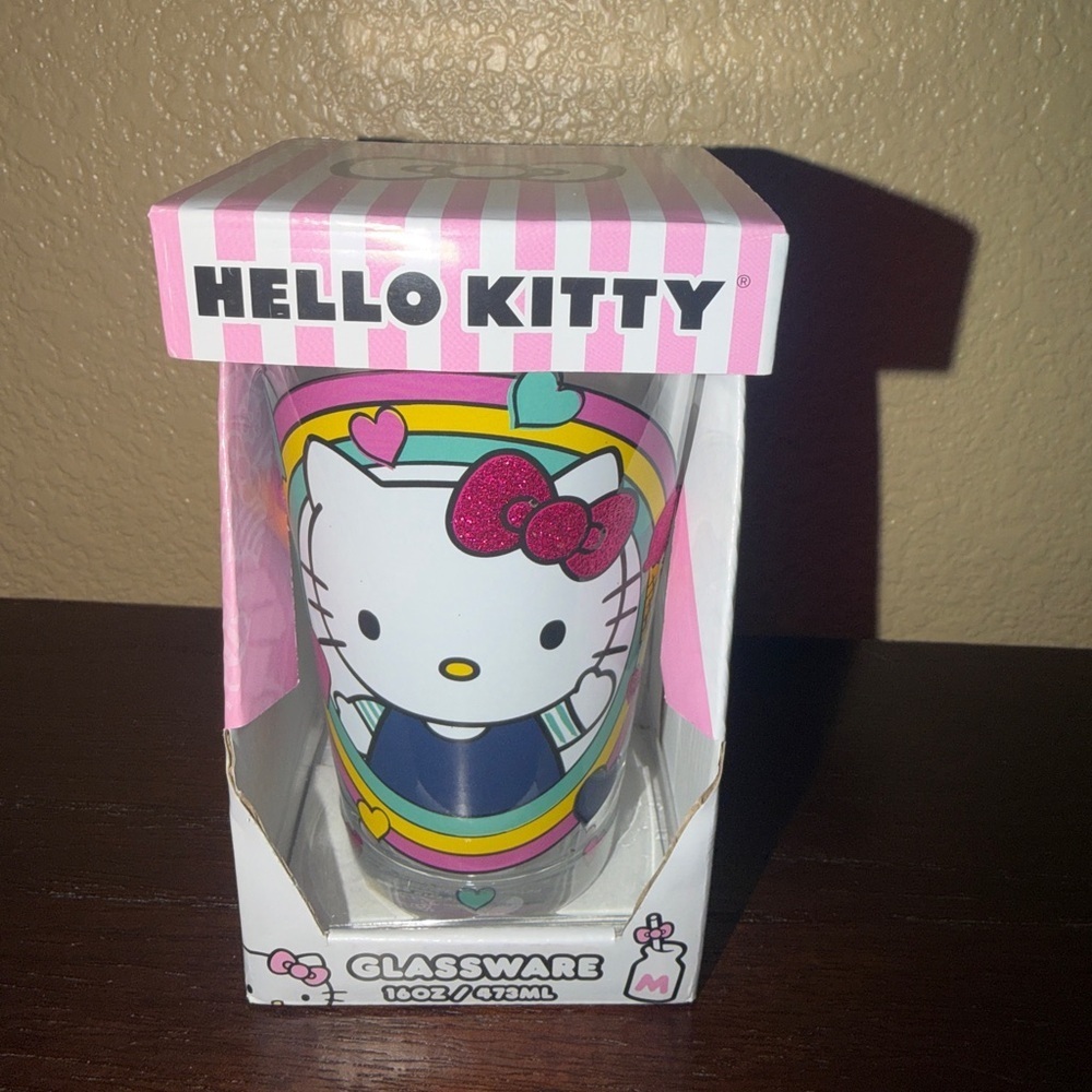 Hello Kitty Glassware with Pink and Yellow Highlights